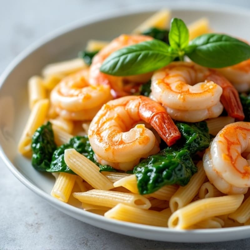 Lemon Garlic Shrimp Pasta with Fresh Spinach