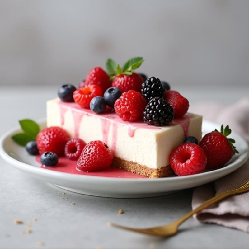 Greek Yogurt Protein Cheesecake with Mixed Berries