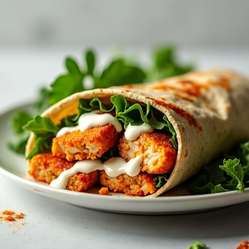 Crispy Buffalo Ranch Chicken Wrap with Fresh Greens