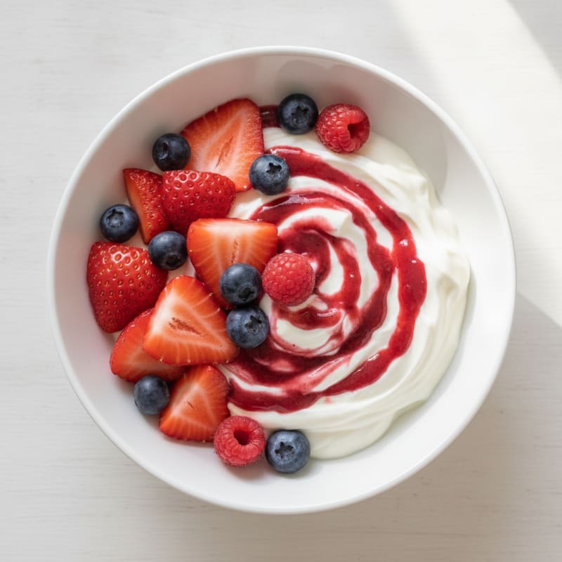 Silky Greek Yogurt with Mixed Berries