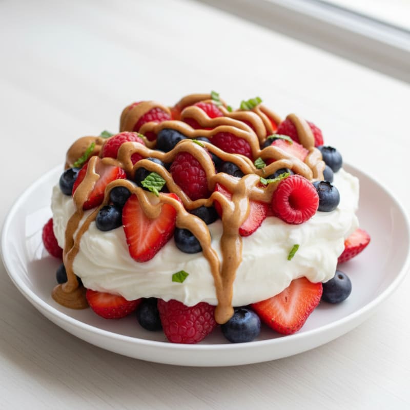 Greek Yogurt Protein Parfait with Mixed Berries and Almond Butter