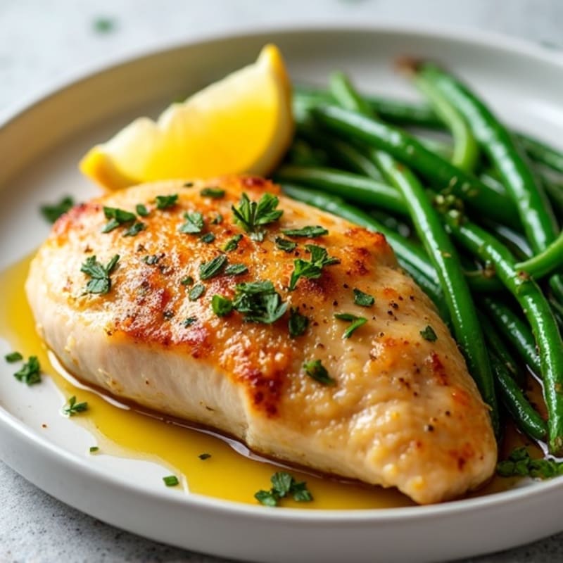 Lemon Herb Roasted Chicken with Crispy Green Beans