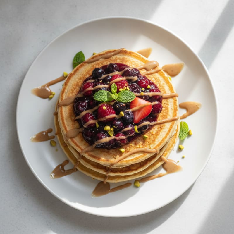 Fluffy Protein Pancakes with Berries