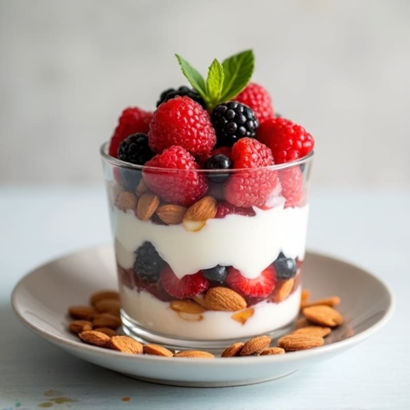 Greek Yogurt Protein Parfait with Berries and Almonds