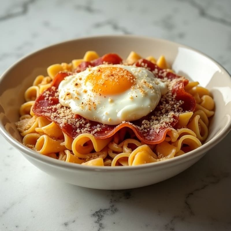 Whole Wheat Pasta with Creamy Egg and Crispy Prosciutto