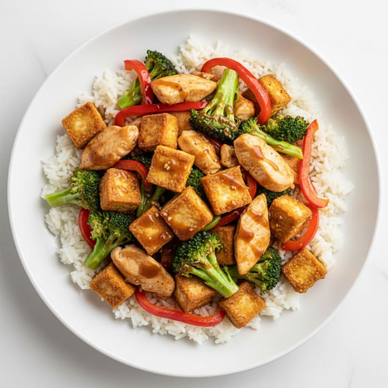 Savory Pan-Seared Tofu and Chicken Protein Boost
