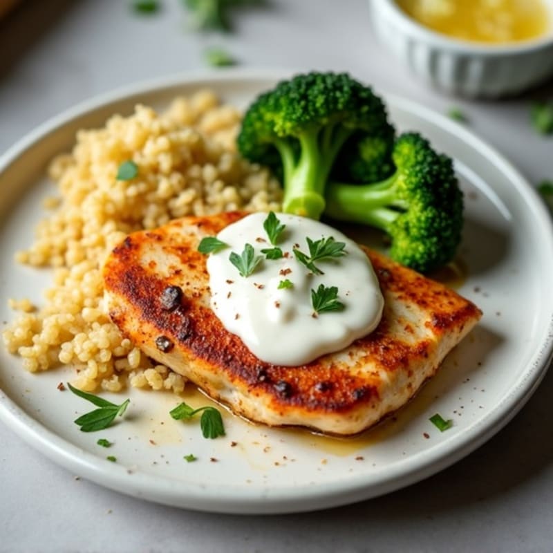 Pan-Seared Spiced Chicken with Creamy Garlic Sauce
