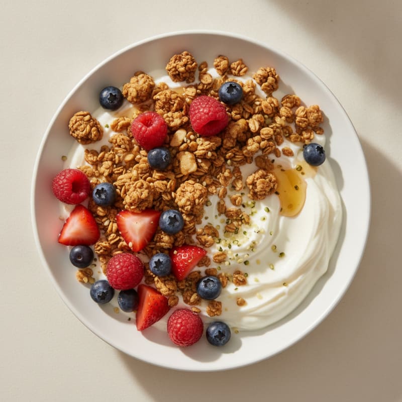 Silky Greek Yogurt Bowl with Protein Granola and Berries