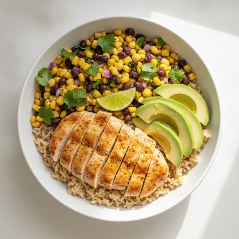 Chicken Taco Bowl with Corn Salsa
