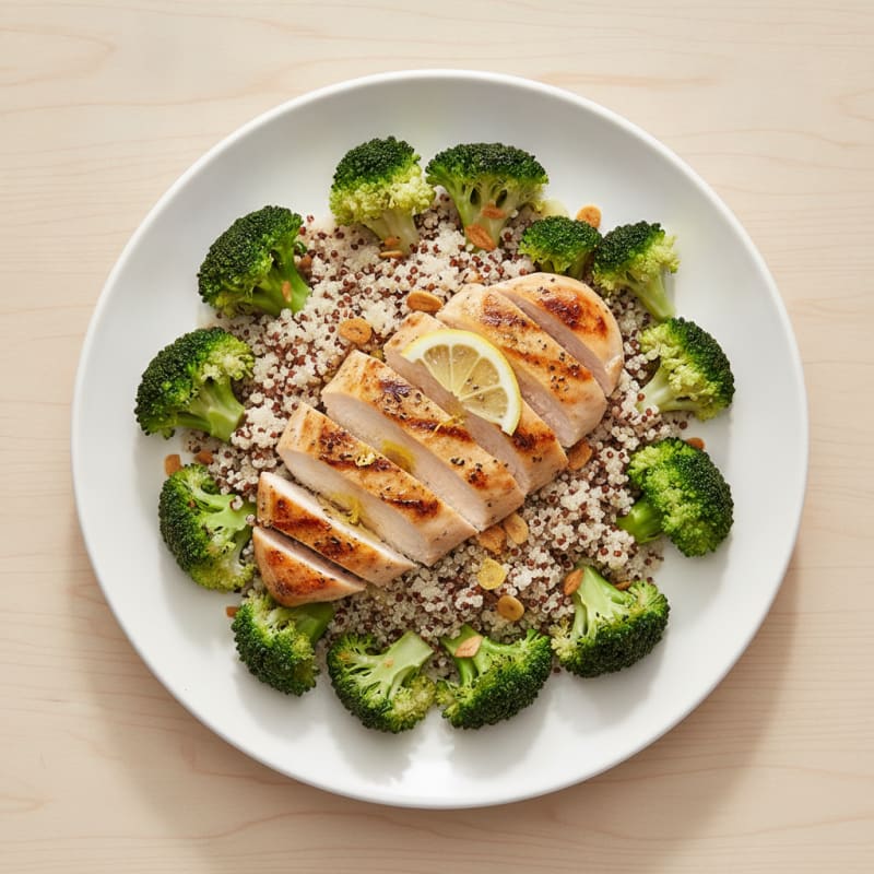 Grilled Chicken Breast with Quinoa and Steamed Broccoli