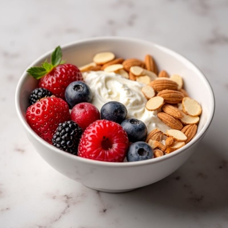 Creamy Cottage Cheese Bowl with Fresh Berries and Toasted Almonds
