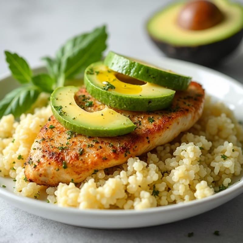 Herb-Crusted Lemon Chicken with Garlic Cauliflower Rice