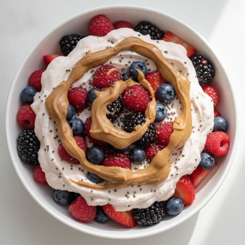 Creamy Greek Yogurt Protein Pudding with Mixed Berries