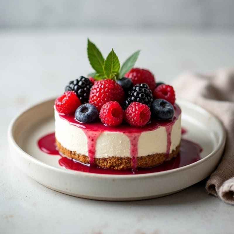Greek Yogurt Protein Cheesecake with Berry Compote
