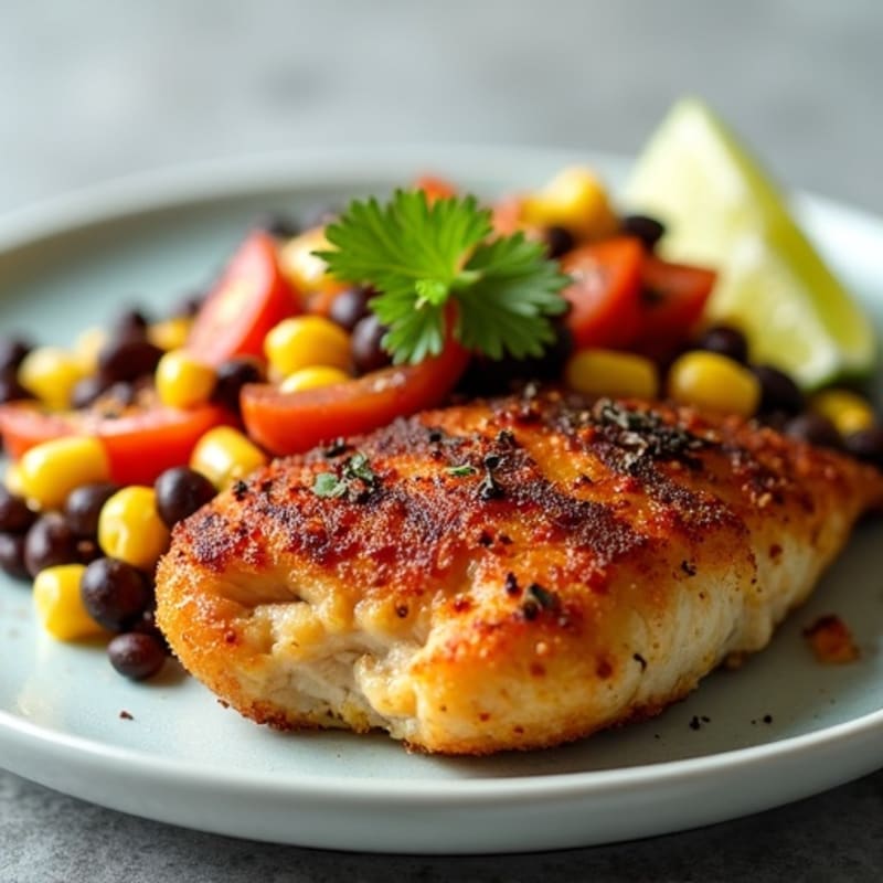 Crispy Lime-Cilantro Chicken with Black Beans and Fresh Corn Salsa