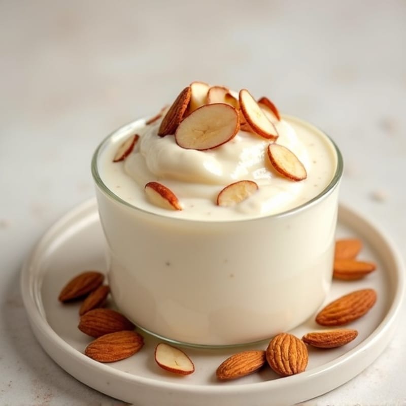 Creamy Vanilla Protein Pudding with Sliced Almonds