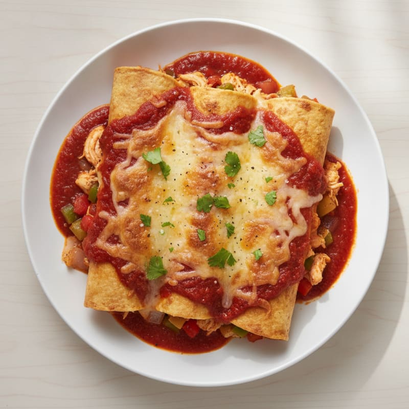 Chicken Enchiladas with Red Chili Sauce
