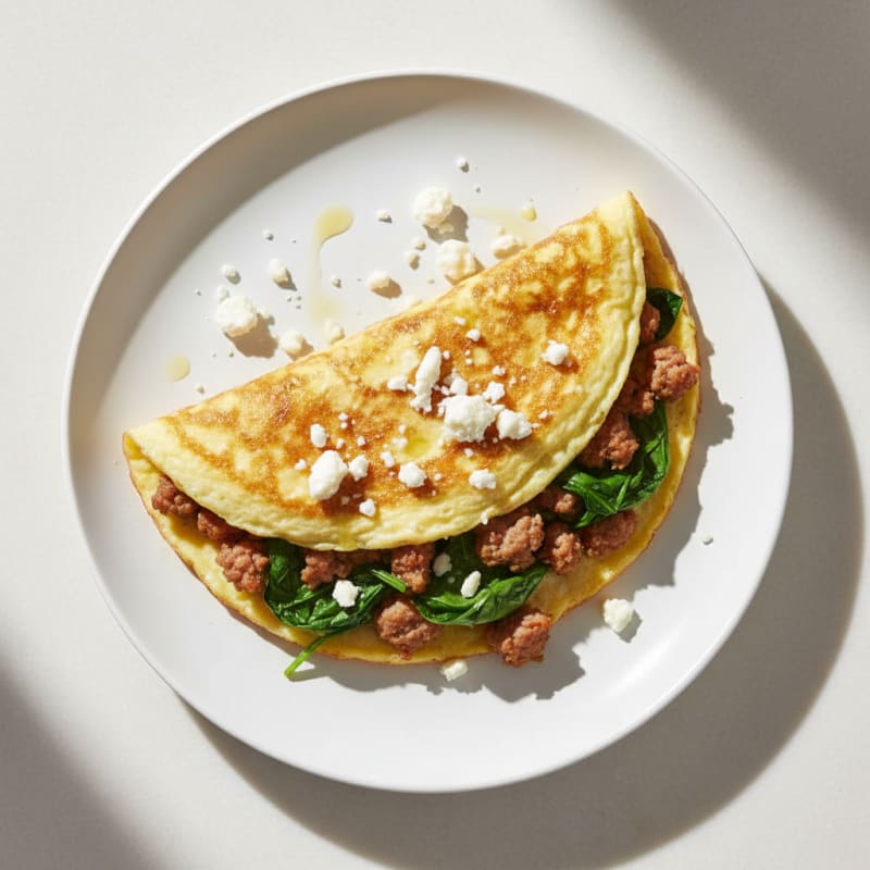 Egg White Omelet with Turkey Sausage and Spinach