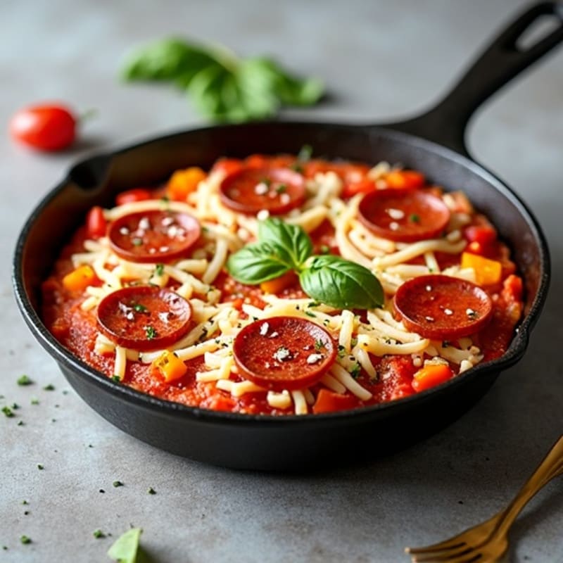 Healthy Turkey Pepperoni Pizza Skillet