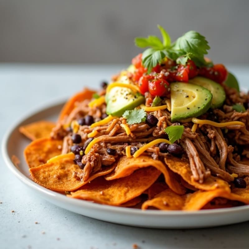 Pulled Pork Loaded Sweet Potato Nachos