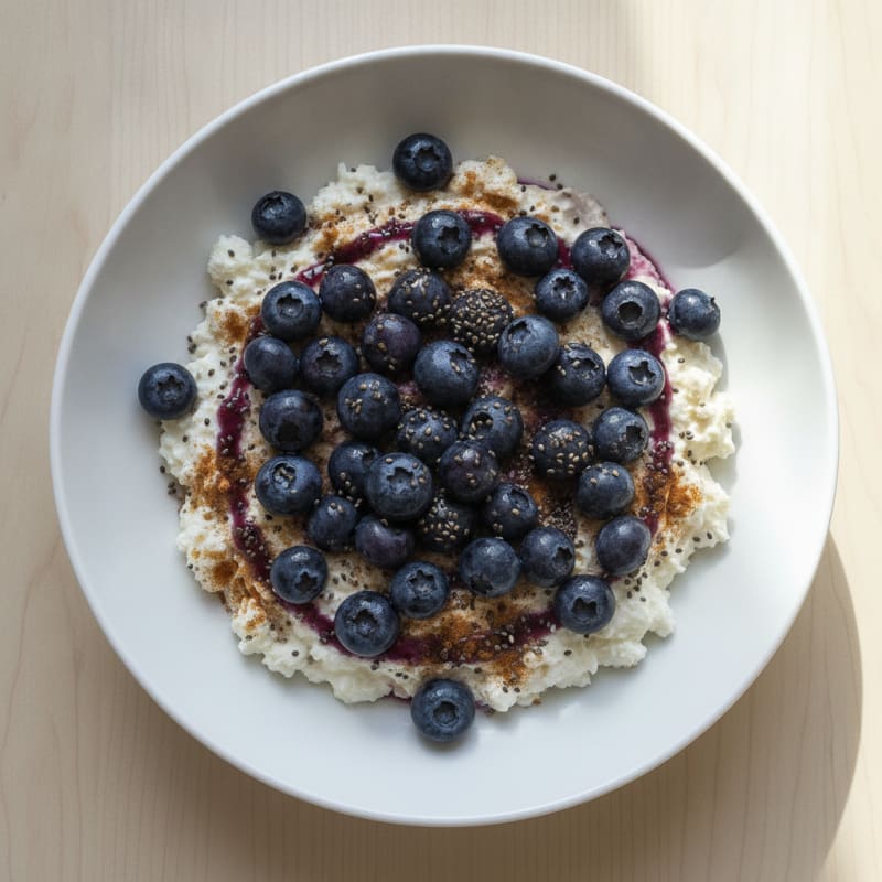 Blended Berry Oat Cottage Cheese Bowl