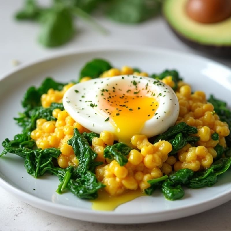 Cottage Cheese and Egg Scramble with Sautéed Spinach