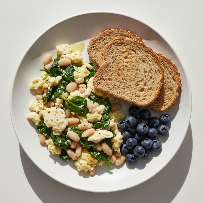 Scrambled Egg Whites with Spinach and White Beans