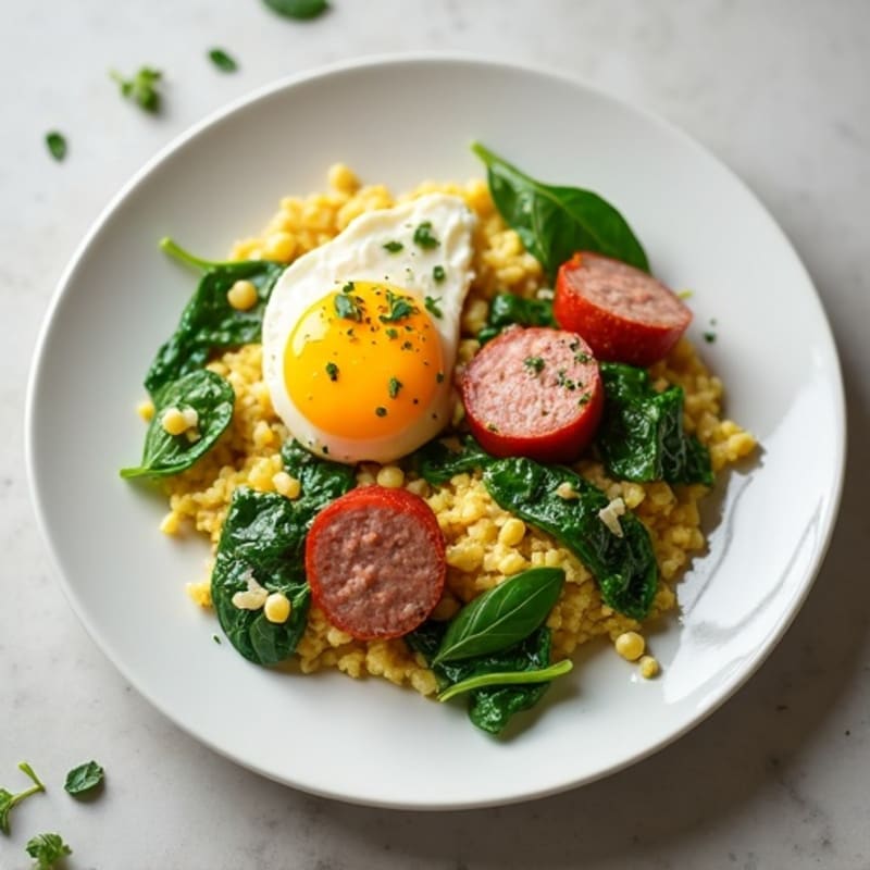 Egg White and Turkey Sausage Scramble with Spinach