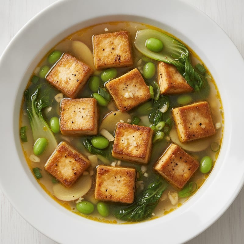Miso-Glazed Tofu and Vegetable Soup