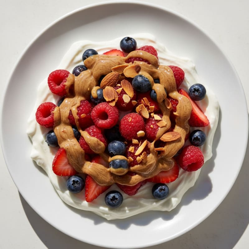 Greek Yogurt Protein Bowl with Mixed Berries and Almond Butter