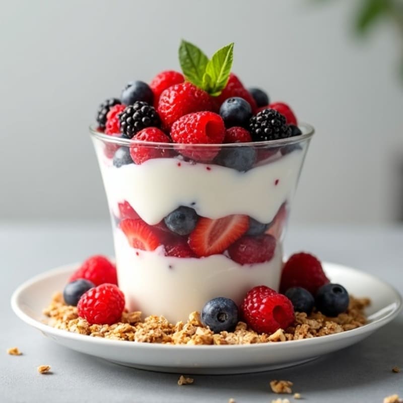 Greek Yogurt Protein Parfait with Mixed Berries