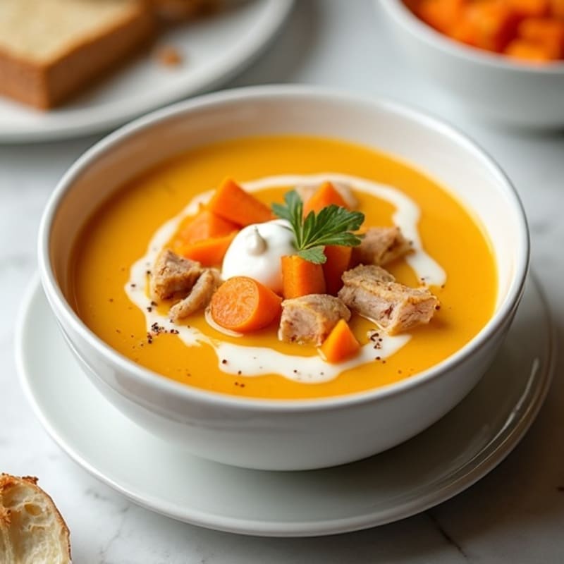 Creamy Roasted Butternut Squash Soup with Chicken