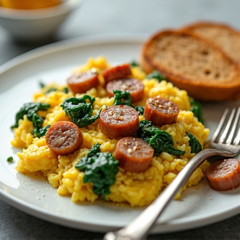 Egg White and Turkey Sausage Scramble with Spinach