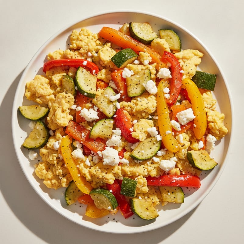 Hearty Scrambled Eggs with Roasted Vegetables