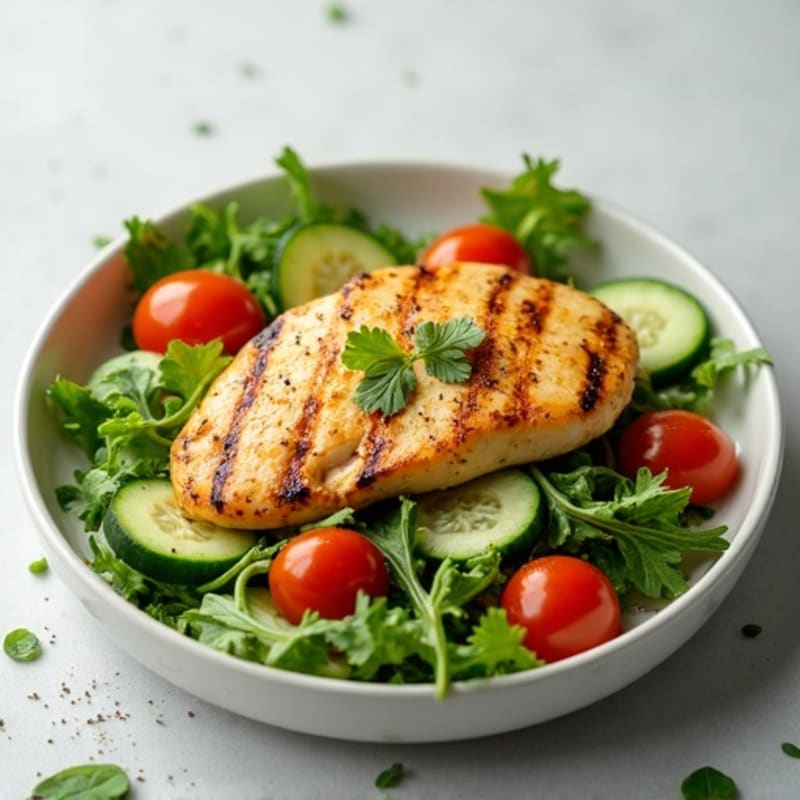 Grilled Chicken Breast with Mixed Greens and Lemon Vinaigrette