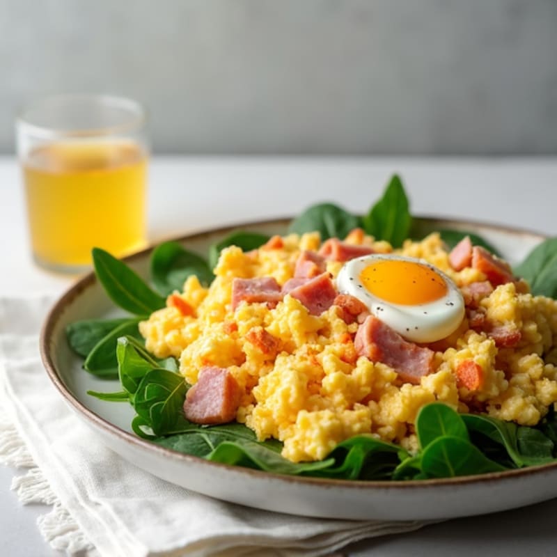 Protein-Packed Fluffy Ham and Cottage Cheese Scramble