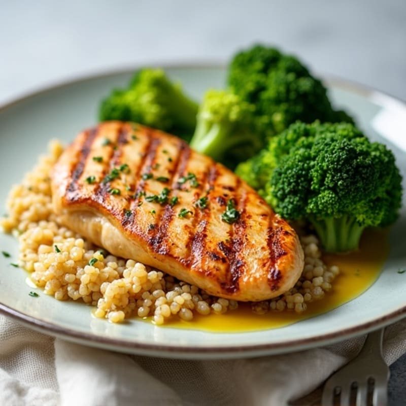 Grilled Chicken Breast with Quinoa and Broccoli