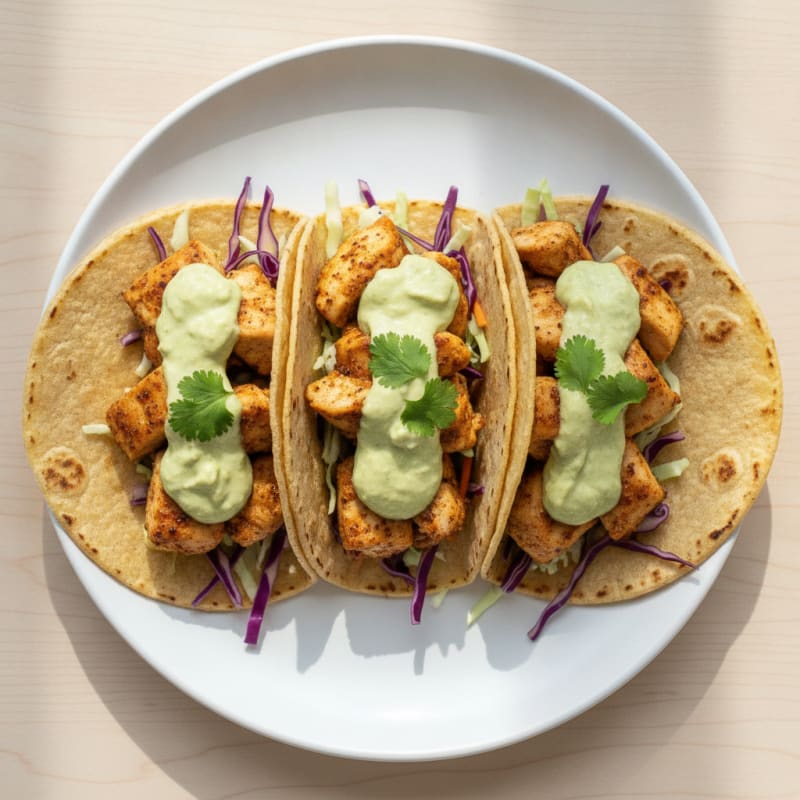 Chicken Tacos with Avocado Crema