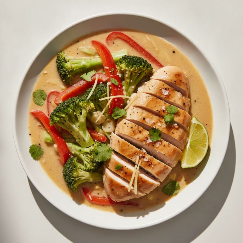Coconut Milk Poached Chicken and Vegetables