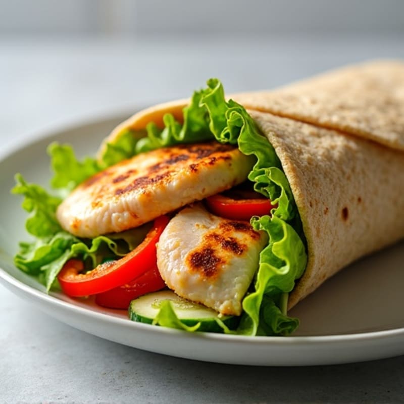 Fresh Grilled Chicken Whole Wheat Wrap with Crunchy Vegetables