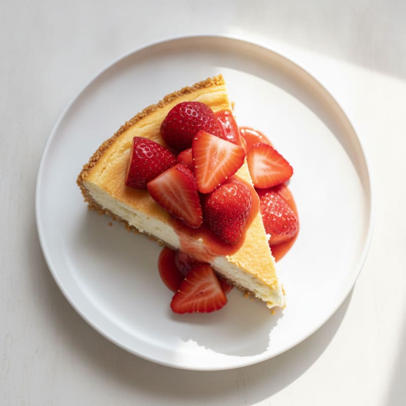Greek Yogurt Protein Cheesecake with Fresh Strawberries