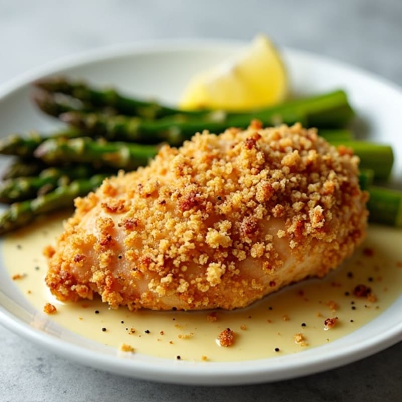 Crispy Buttermilk Roasted Chicken with Roasted Asparagus