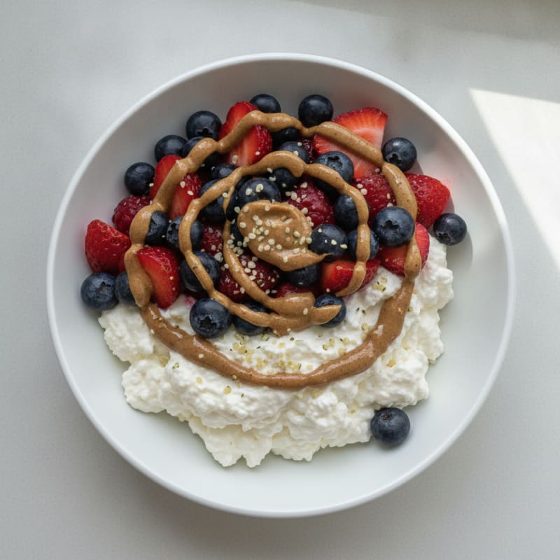 Greek Yogurt Protein Parfait with Mixed Berries and Almond Butter