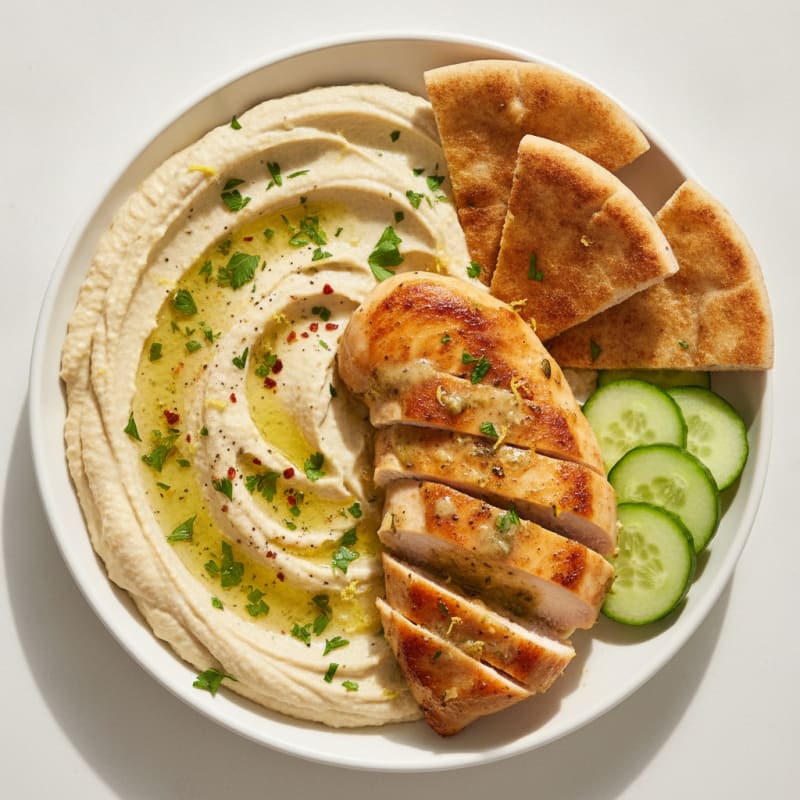 Garlic Herb Hummus with Pita