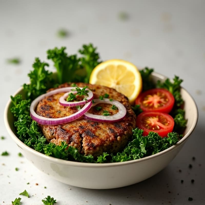 Herb-Seasoned Beef Burger Bowl with Crispy Greens
