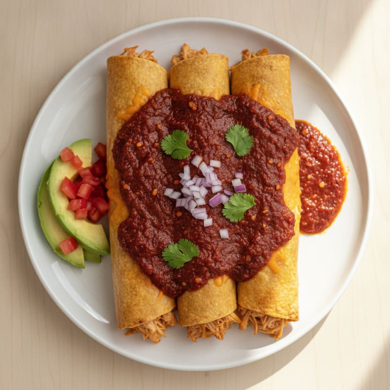Chicken Enchiladas with Ancho Chili Sauce