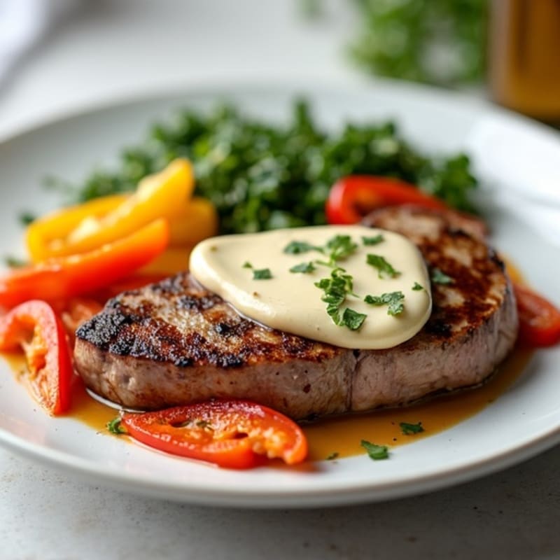 Lean Steak and Sautéed Peppers with Creamy Provolone Sauce