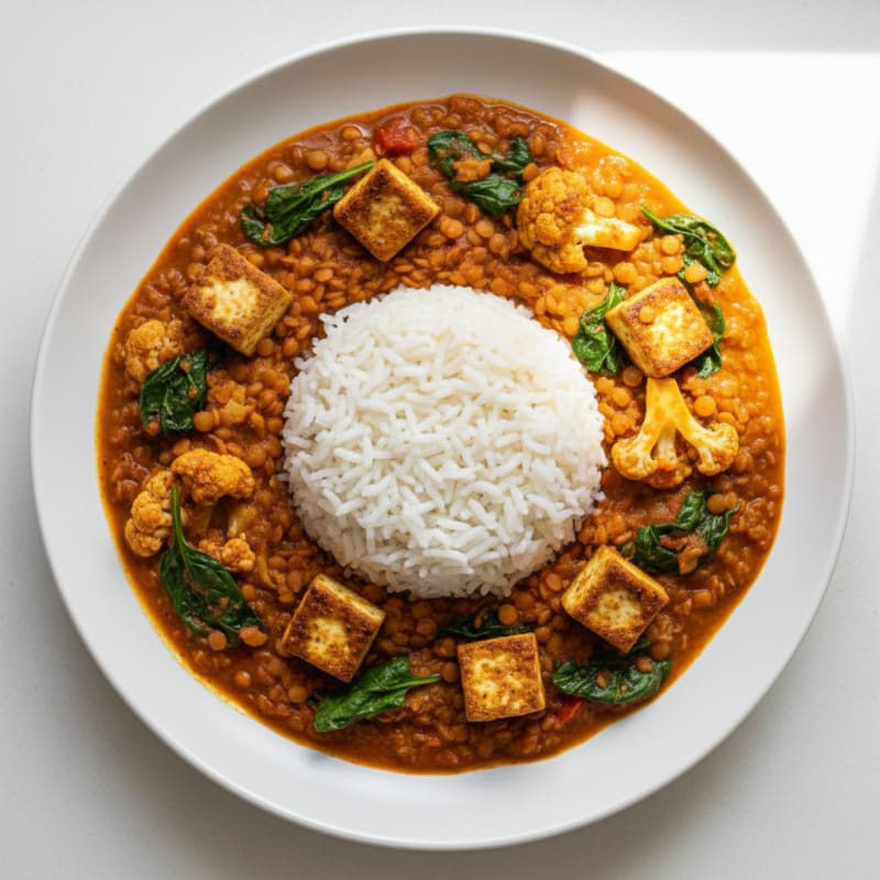 Lentil and Vegetable Curry with Basmati Rice