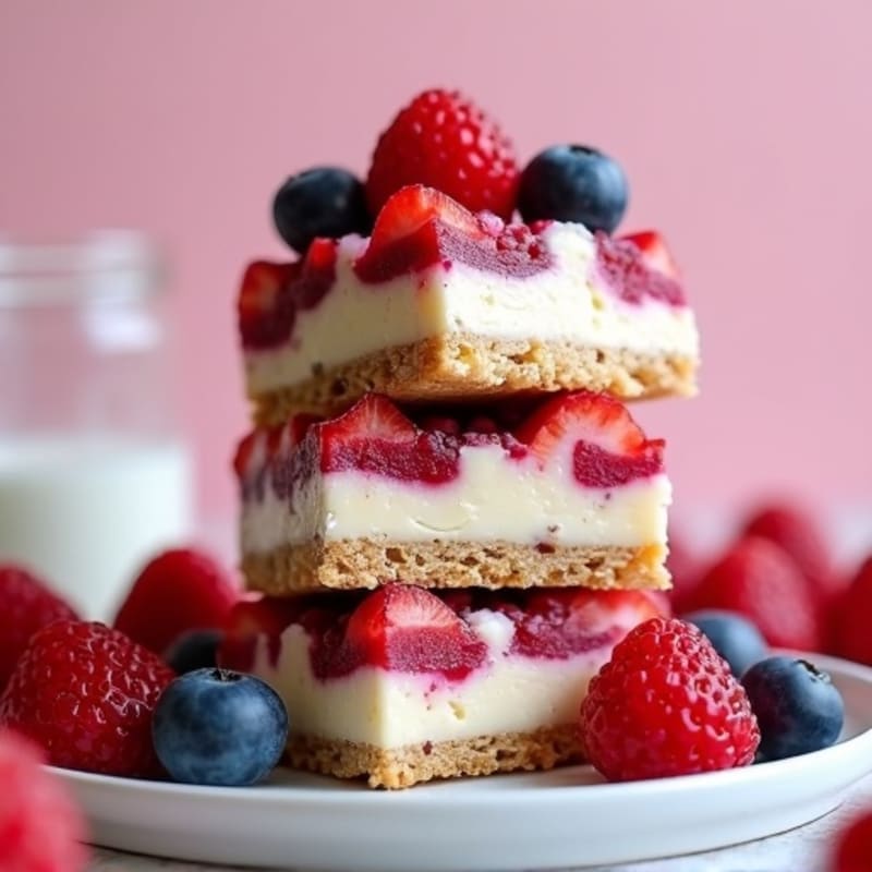 Baked Protein Berry Cheesecake Bars
