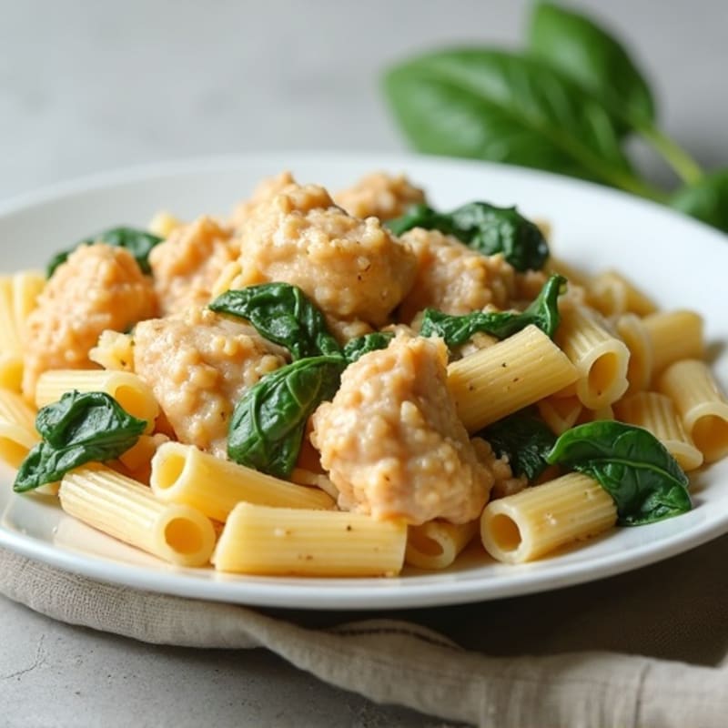 Healthy Creamy Garlic Chicken Whole Wheat Pasta